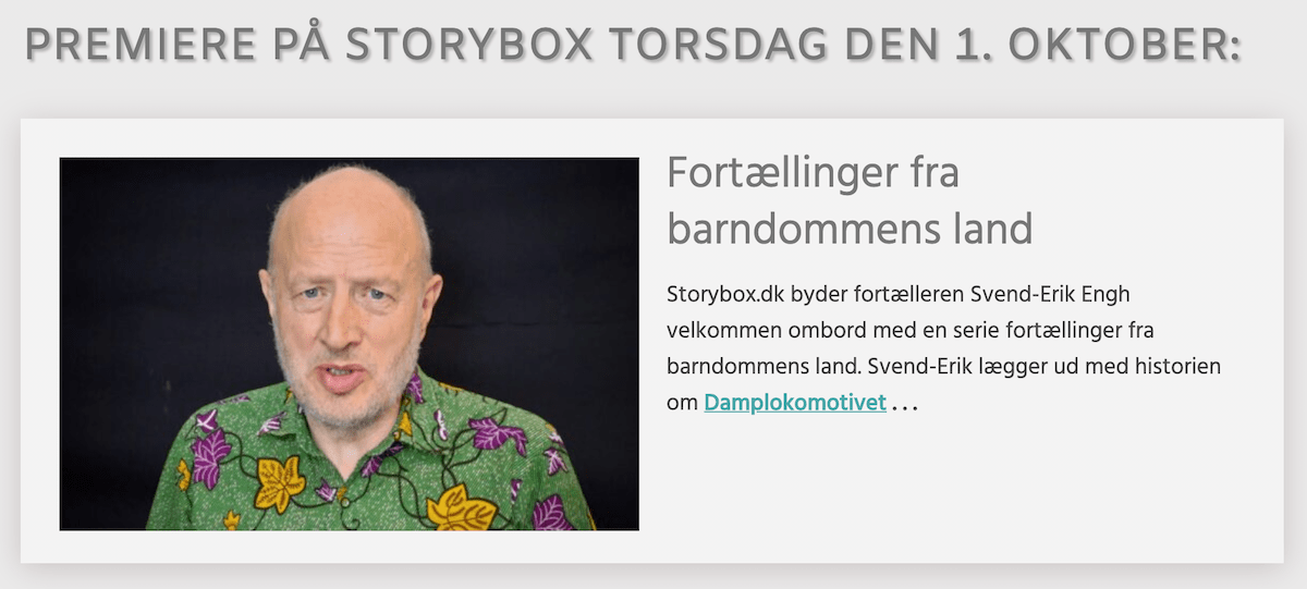 Storybox byder Svend-Erik Engh varmt velkommen i rækken af fortællere på online biblioteket