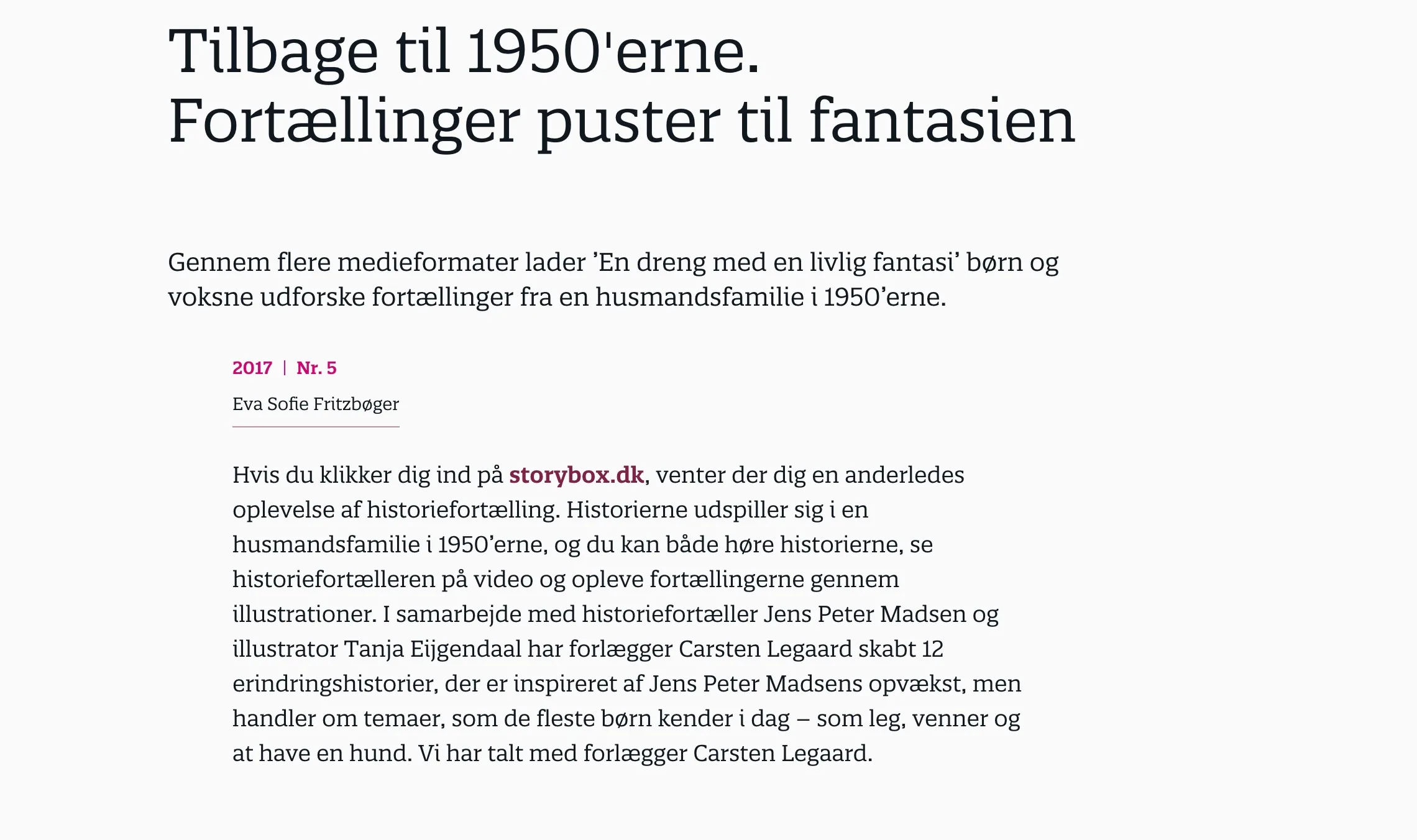 En dreng med en livlig fantasi i fagbladet Børn & Unge